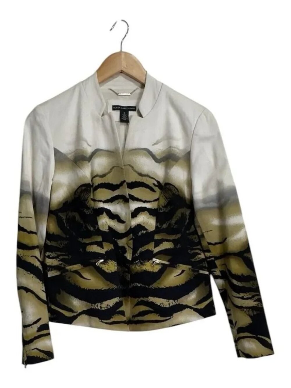 Chico's Black Label Women's Animal Print Jacket Zipper Sleeves Size 0